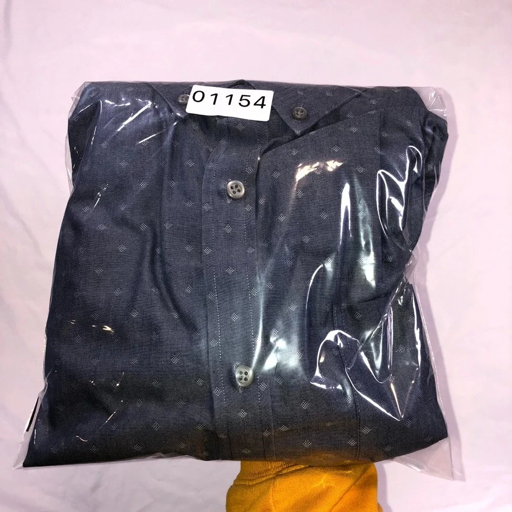 Banana Republic Mens Large Tall Blue Geometric Non Iron Tailored Slim Fit Shirt